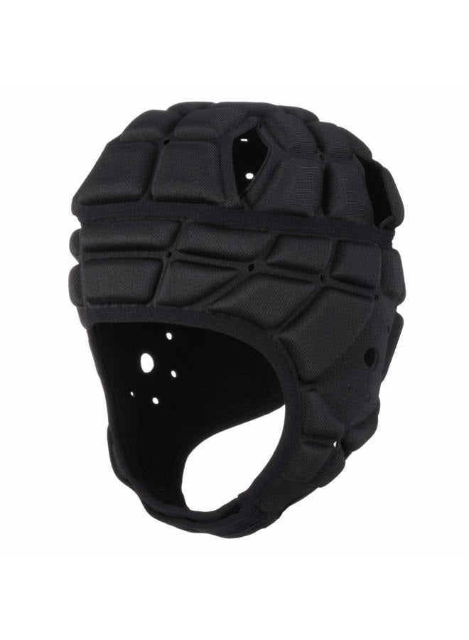 Surlim Rugby Soft Helmet Soccer Headgear Scrum Cap 7v7 Flag Football Headguard for Adult Large (Black) - Image 1