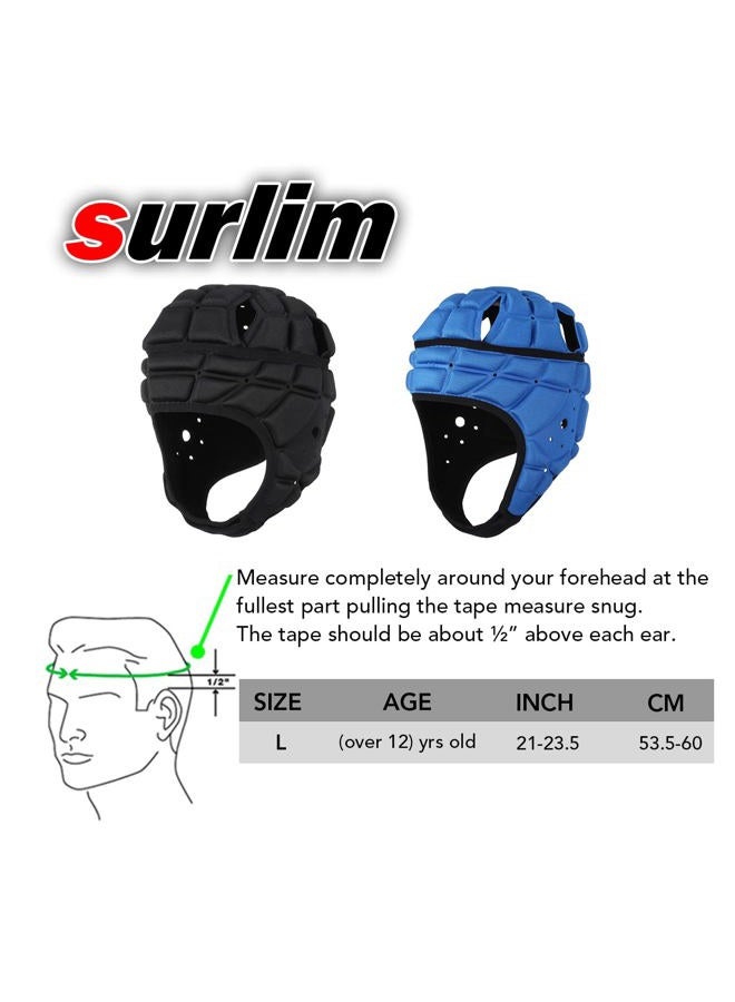 Surlim Rugby Soft Helmet Soccer Headgear Scrum Cap 7v7 Flag Football Headguard for Adult Large (Black) - Image 2