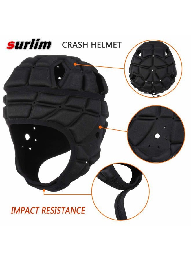 Surlim Rugby Soft Helmet Soccer Headgear Scrum Cap 7v7 Flag Football Headguard for Adult Large (Black) - Image 3