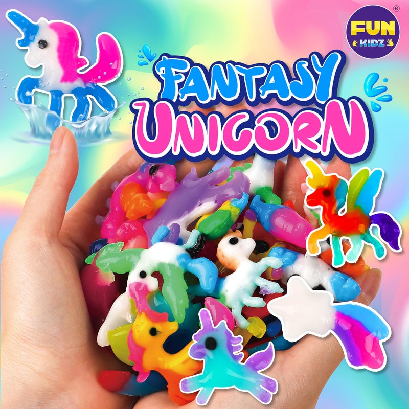 FUN KIDZ Unicorn Magic Grow Aqua Elves Kit, FunKidz Magical Water Elf Toys for Kids with 25 Colors Gel 16 Unicorn Molds to Make Over 100 Water Pets Crafts for Girls Boys Ages 3+ - Image 2