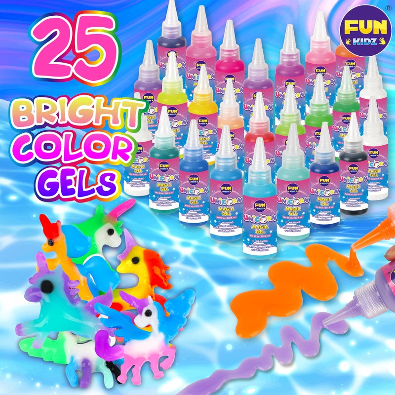 FUN KIDZ Unicorn Magic Grow Aqua Elves Kit, FunKidz Magical Water Elf Toys for Kids with 25 Colors Gel 16 Unicorn Molds to Make Over 100 Water Pets Crafts for Girls Boys Ages 3+ - Image 4