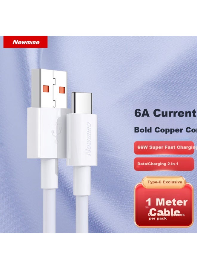 W Type-c Data Cable 6a/5a Super Fast Charging Cable For Huawei Iphone 15/16 And More 1m 2-pack