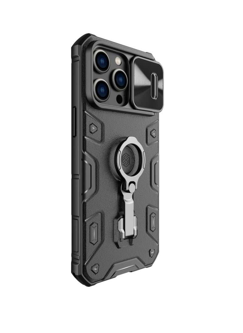 General - Suitable for iPhone14 Pro Max/14 Plus/14 Pro/14 Phone Case, Lens Sliding Cap, Ring Holder Cover, Black Rhino Magnetic Phone Case - Image 1