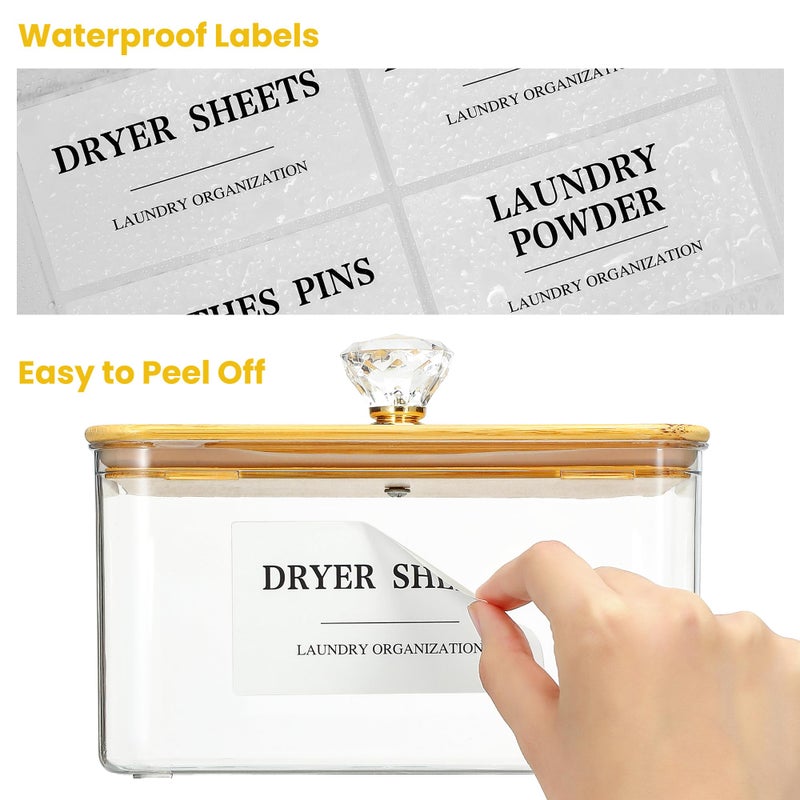 Dounozzi Dryer Sheet Holder with Lid, Clear Dryer Sheet Container, Dryer Sheet Dispenser with 4 Labels, Laundry Sheet Holder for Laundry Room and Organization - Image 5