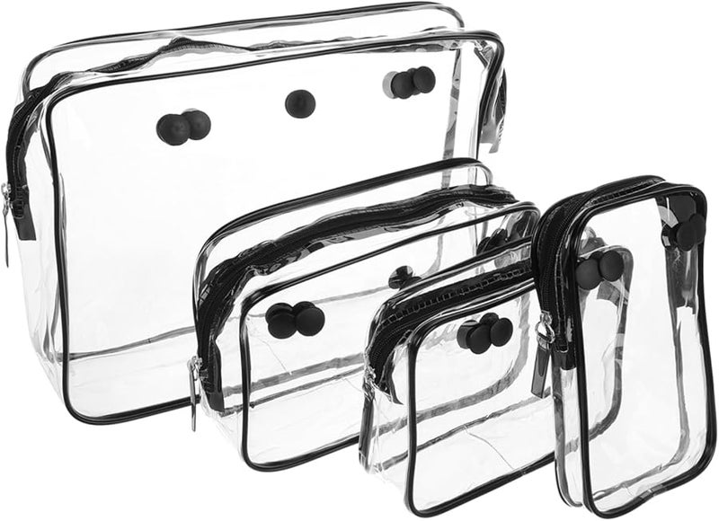 4Pcs Clear Travel Toiletry Bags Transparent Organizer For Makeup Cosmetics Gym Beach - Image 1