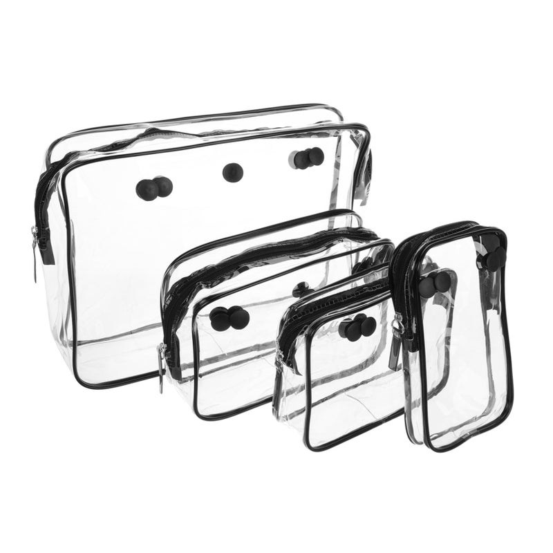4Pcs Clear Travel Toiletry Bags Transparent Organizer For Makeup Cosmetics Gym Beach - Image 2
