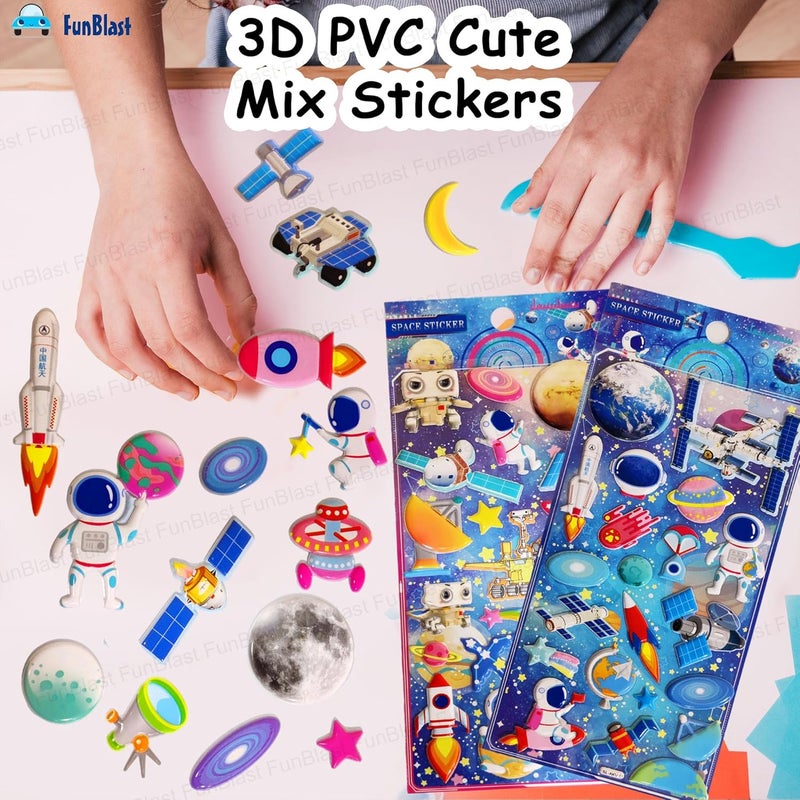 FunBlast 3D PVC Cute Mix Stickers – 3D Self Adhesive Puffy Sticker for Kids, Space Theme Stickers for Art and Craft Work, Scrap Booking, Decoration, Project Work for Kids, Boys, Girls - Image 5