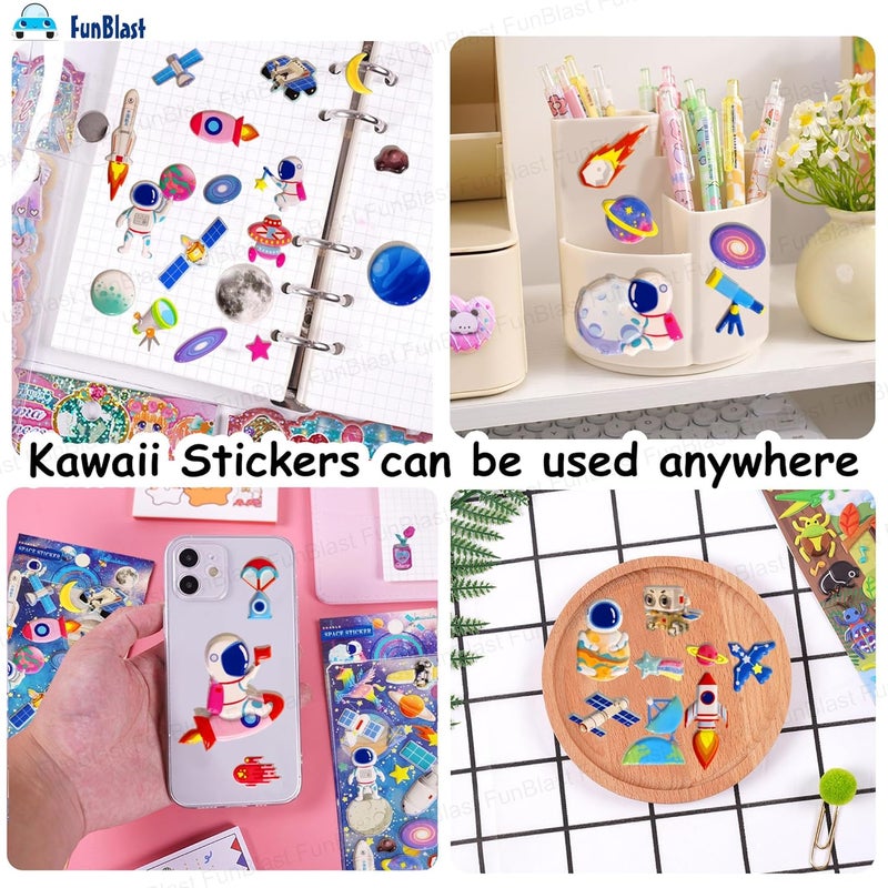 FunBlast 3D PVC Cute Mix Stickers – 3D Self Adhesive Puffy Sticker for Kids, Space Theme Stickers for Art and Craft Work, Scrap Booking, Decoration, Project Work for Kids, Boys, Girls - Image 2