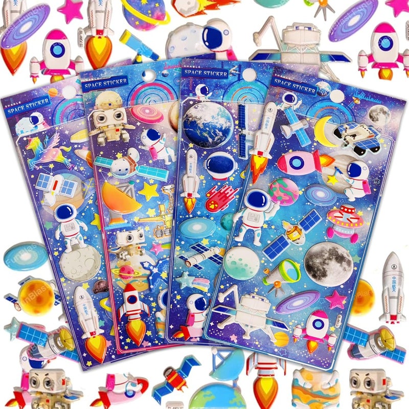 FunBlast 3D PVC Cute Mix Stickers – 3D Self Adhesive Puffy Sticker for Kids, Space Theme Stickers for Art and Craft Work, Scrap Booking, Decoration, Project Work for Kids, Boys, Girls - Image 1