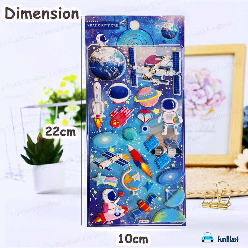 FunBlast 3D PVC Cute Mix Stickers – 3D Self Adhesive Puffy Sticker for Kids, Space Theme Stickers for Art and Craft Work, Scrap Booking, Decoration, Project Work for Kids, Boys, Girls - Image 3