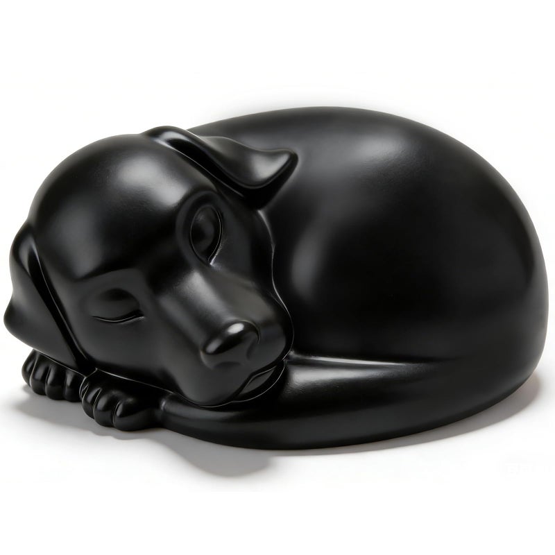 FUFYUKEY Dog Urn, Dog Urns for Ashes, for Pets Up to 75 Lbs, Sleeping Doggie Pet Memorial Keepsake Funeral Urn for Dogs Ashes, Black Resin Cremation Dogs Urns - Image 4