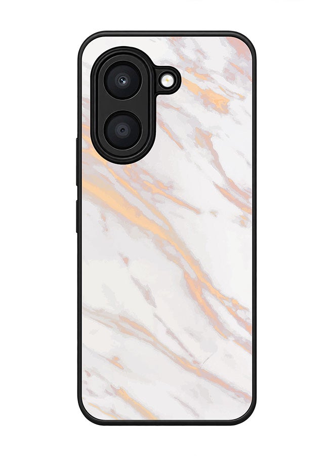 Stylizedd Rugged Case for Honor X7e 4G / Play 80 Plus 5G- Slim Fit Hybrid Rubber Cover Marble Print Gold Grey