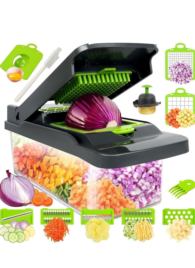 ELTRAZONE NEW Vegetable Chopper – 12-in-1 Multifunctional Food Chopper, Pro Onion Chopper, Veggie Chopper with Container, Slicer, Dicer, Cutter, Mandoline Slicer for Salad & Garlic Chopping - Image 1