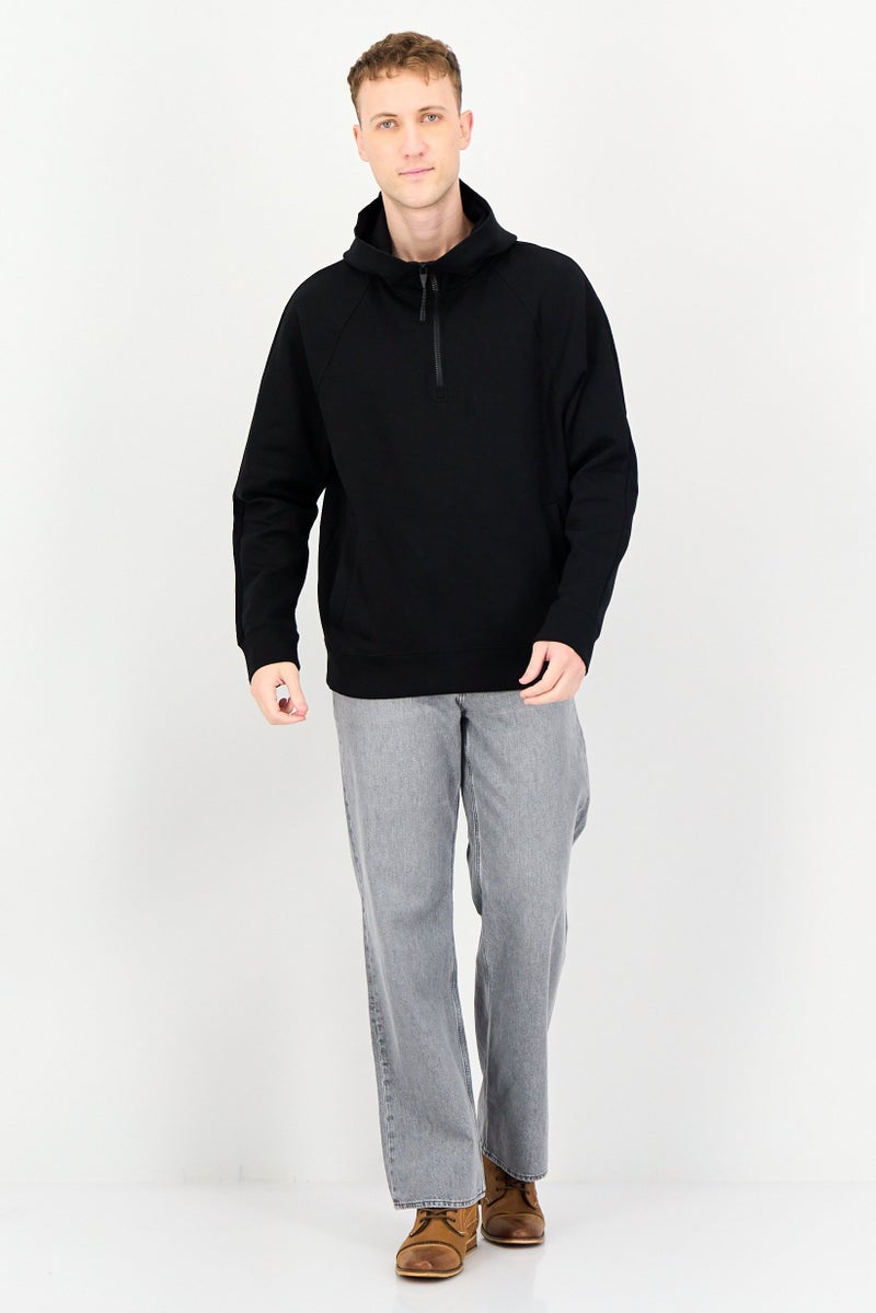 Selected Homme Men Long Sleeve Half Zip Hoodies, Black - Image 4