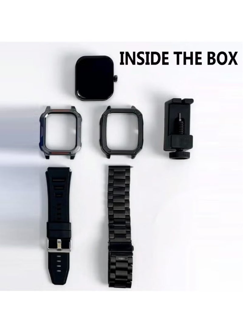 Haino Teko S3 Max Smart Watch with 2 Set Straps, Dial Case, and Wireless Charger for Men and Boys – Premium Fitness Tracker, Heart Rate Monitor, Waterproof, Stylish Design in Black - Image 4