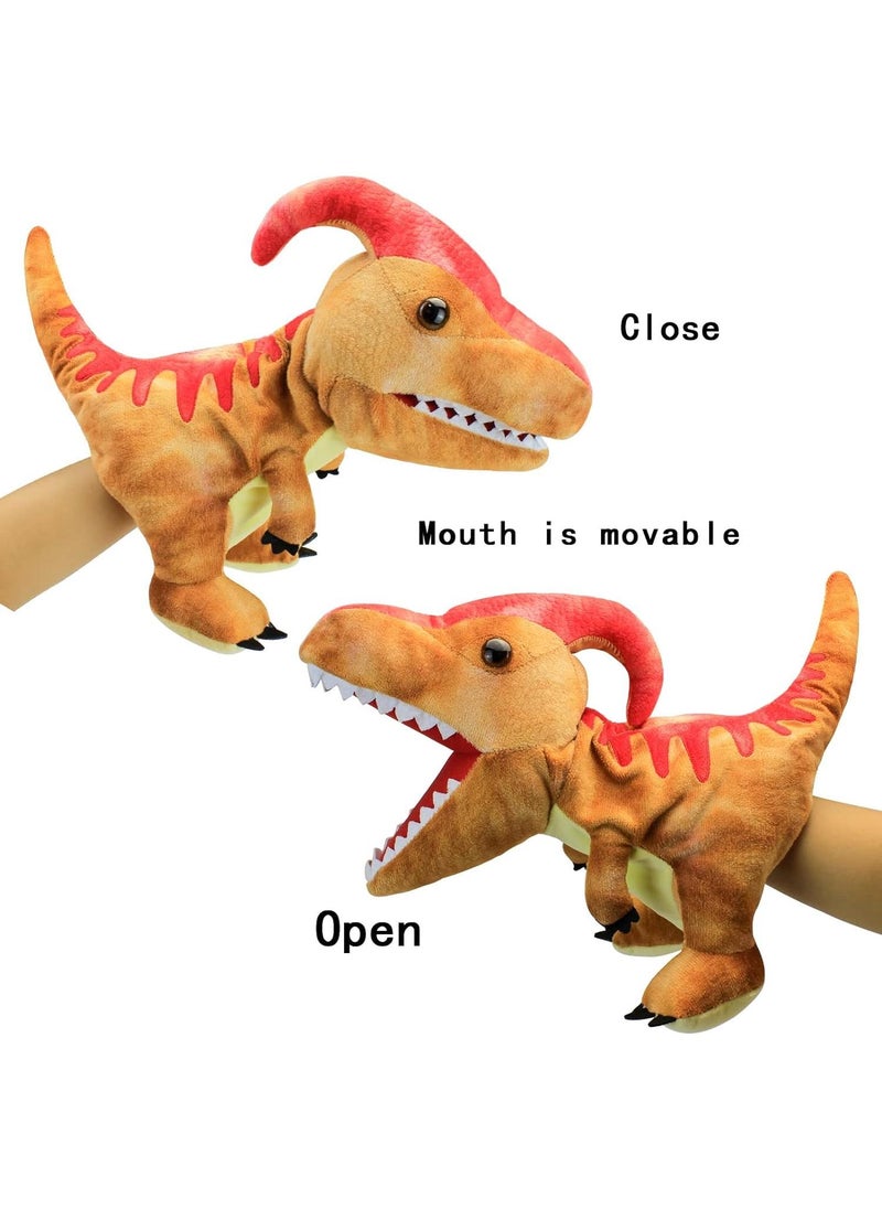 Generic - 4 Pieces Dinosaur Hand Puppets Set Jurassic World Stuffed Animal Soft Plush Toy Open Movable Mouth Finger Gift Birthday Gifts For Kids Creative Role Play - Image 1