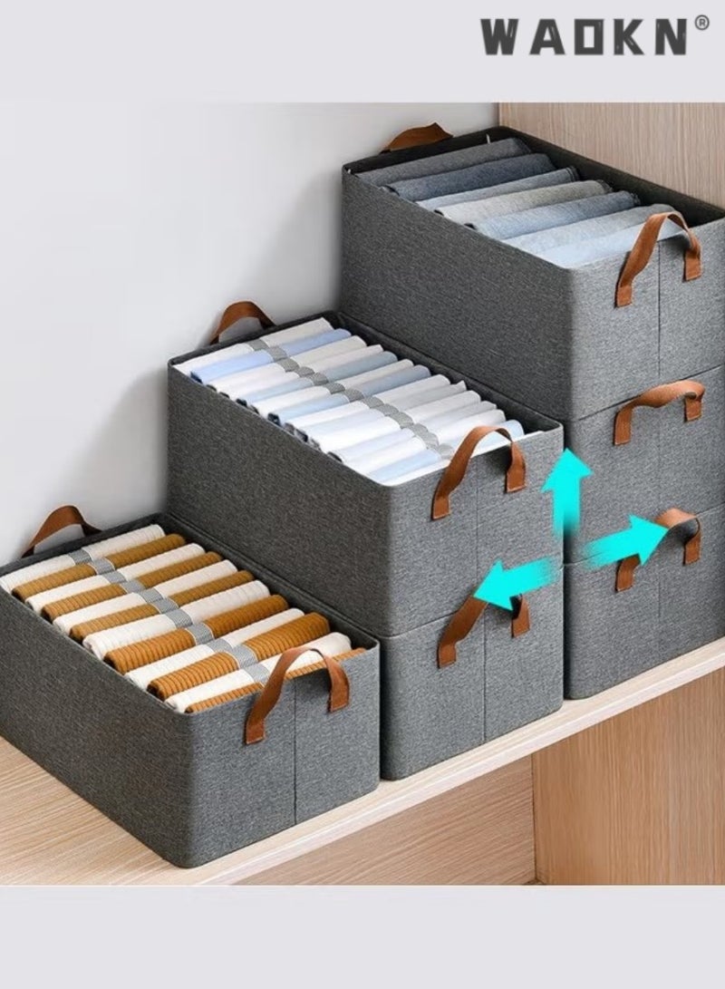 WAOKN 2 Piece Folding Storage Box,Fabric Storage Baskets Wardrobe Organizers Household Sundries Foldable Storage Bins Waterproof Moisture-proof Large Capacity Sorting Box for Toys Home Supplies (Grey)  - Image 4
