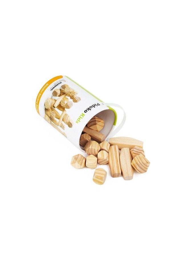 Pidoko Kids Building Blocks For Toddlers 13 ; Natural Wood 30 Pcs Large ; Montessori Toys Wooden Block Toddlers Sensory Preschool Girls Boys Balancing Stones & Stacking Rocks W/Storage Container  - Image 4