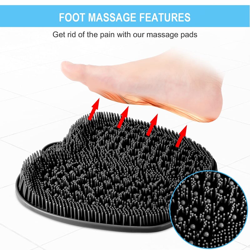 BESKAR Larger Shower Foot Scrubber Mat with Non-Slip Suction Cups- Cleans, Smooths, Exfoliates & Massages your Feet Without Bending, Improve Foot Circulation & Soothes Tired Feet- Black - Image 5