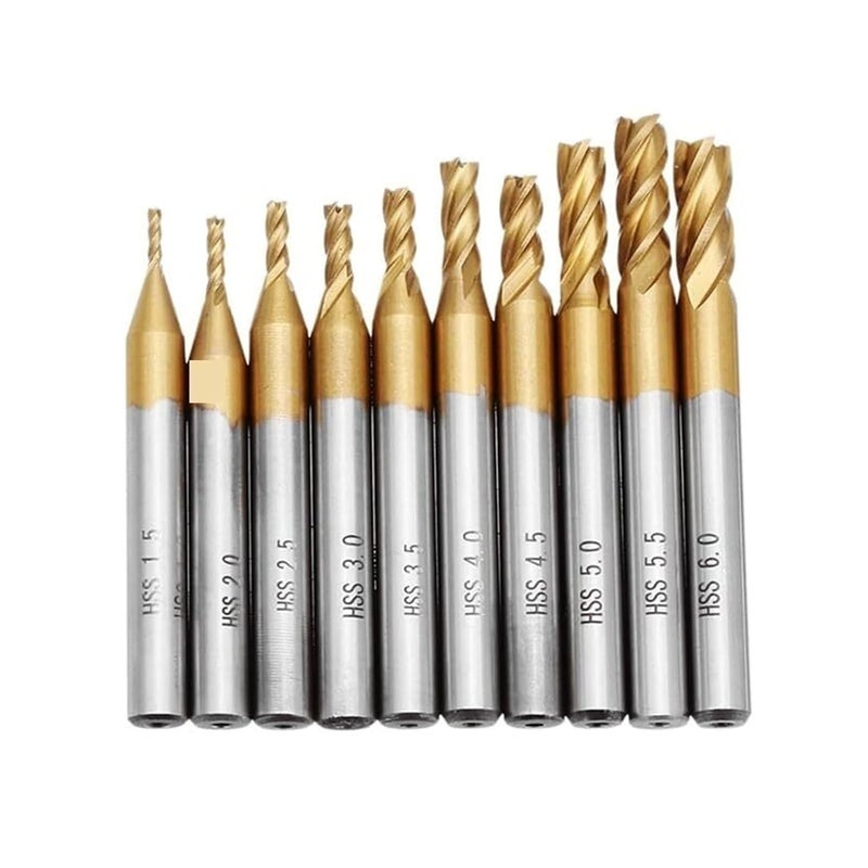 10Pcs 4 Flutes Milling Cutter Set High Speed Titanium End Mill 1 5 6mm For Wood Metal Steel CNC Router Bit - Image 1