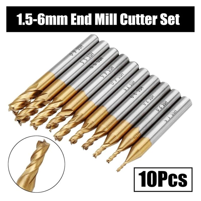10Pcs 4 Flutes Milling Cutter Set High Speed Titanium End Mill 1 5 6mm For Wood Metal Steel CNC Router Bit - Image 3
