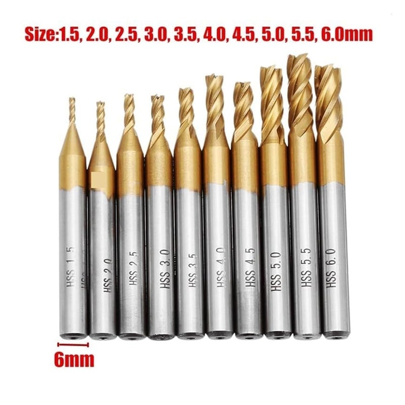 10Pcs 4 Flutes Milling Cutter Set High Speed Titanium End Mill 1 5 6mm For Wood Metal Steel CNC Router Bit - Image 2