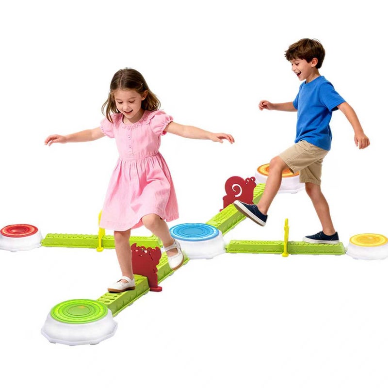 VROGTIK Light Up Stepping Stones for Kids 15 piece Balance Beams Toddler Stepping Stones Obstacle Course Sensory Toys with Game Spinner and Card for Indoor Outdoor Toys Gifts for 3 4 5 6 7 8 9 Years Old Kids - Image 3