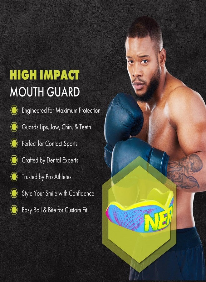 داميج_كونترول واقي الفم عالي التأثير من DAMAGE CONTROL - واقي فم رياضي للملاكمة وكرة القدم والهوكي واللاكروس وكرة السلة، يحمي الأسنان والفك، قطعة فم واقية للبالغين والشباب (بالغ، مهووس) - Image 2