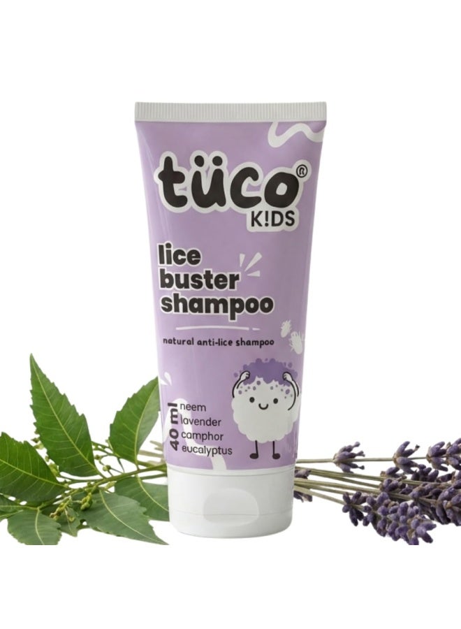 Tuco® Kids Natural Lice Buster Shampoo | Infused with Camphor, Neem, Tea Tree Oil | Perfect for Lice & Itchy Scalp | Ages 2-5, 4-10, 10-15, 5-10 Years | Paraben & SLS Free |40ml - Image 1