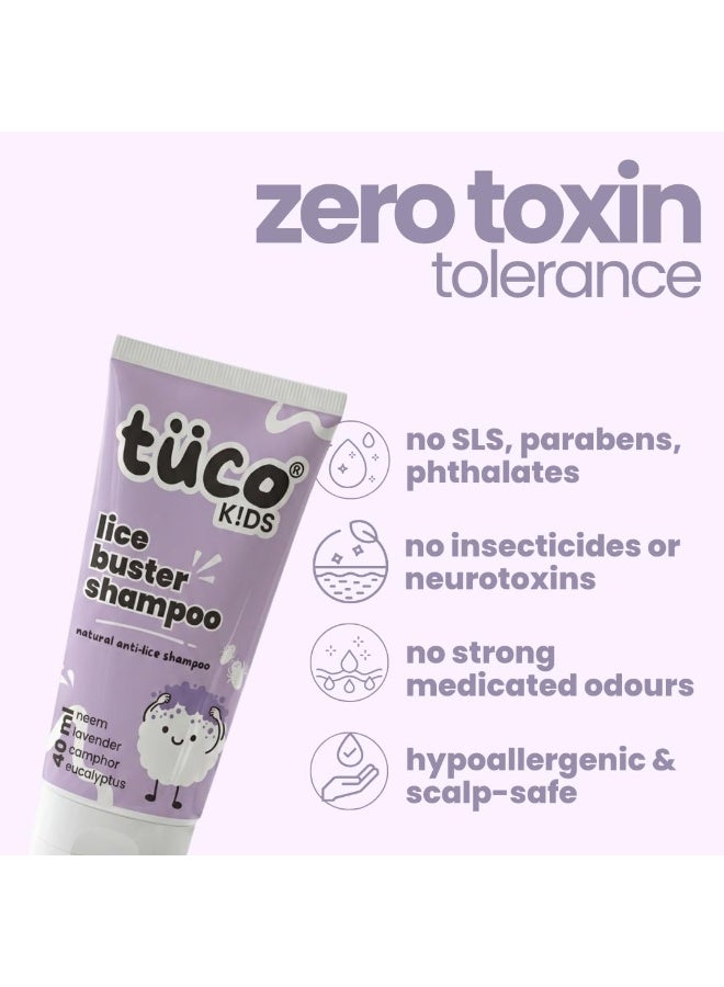 Tuco® Kids Natural Lice Buster Shampoo | Infused with Camphor, Neem, Tea Tree Oil | Perfect for Lice & Itchy Scalp | Ages 2-5, 4-10, 10-15, 5-10 Years | Paraben & SLS Free |40ml - Image 2