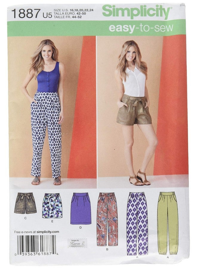Simplicity Easy To Sew Women'S Pants, Shorts, And Skirt Sewing Patterns By Karen Z, Sizes 1624  - Image 1
