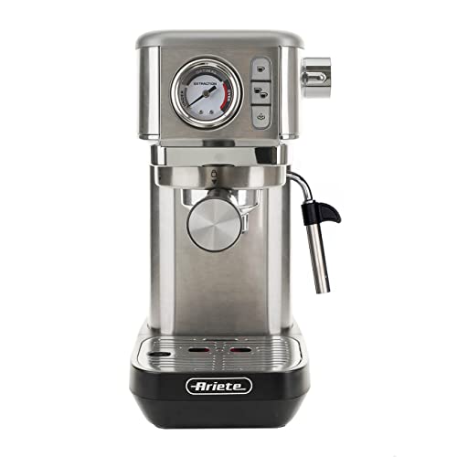 Ariete 1381 Espresso Coffee Machine by Delonghi | Espresso, Cappuccino, Latte & More Recipe Options| Coffee Maker Machine for Home | 15 Bar Pressure, 1300 W|Free Demo & Installation| (Metal) - Image 1