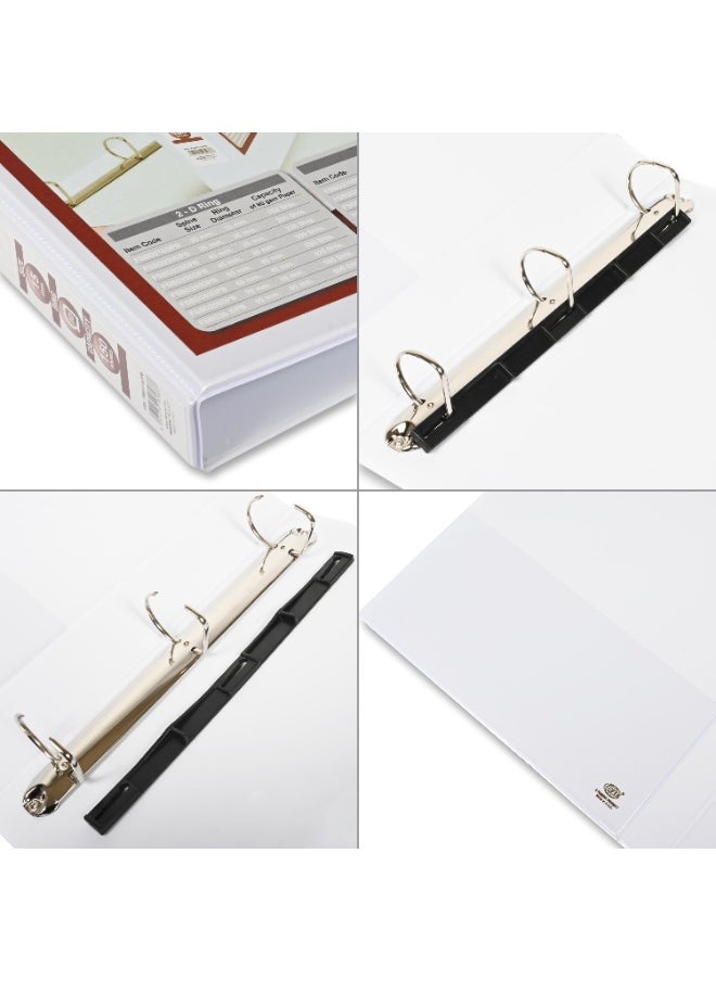 FIS Presentation Binder, A4 Size(210x297mm), 3[D]Ring Type, 35mm Ring Size, 1.75" Inches Spine with Clear PVC Pocket For Easy Insert Your Label Design, Packet of 2 Pieces, White Color-FSBD335DPB/2  - Image 2