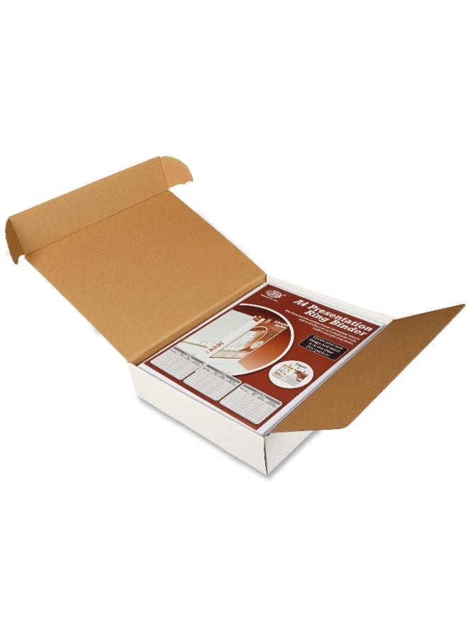 FIS Presentation Binder, A4 Size(210x297mm), 3[D]Ring Type, 35mm Ring Size, 1.75" Inches Spine with Clear PVC Pocket For Easy Insert Your Label Design, Packet of 2 Pieces, White Color-FSBD335DPB/2  - Image 4
