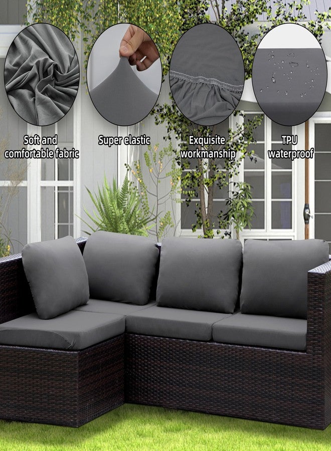 SUKAIKEQA Outdoor Cushion Covers Set,8PCS Waterproof Patio Furniture Couch Seat Slipcovers, Replacement for Sofa Sectional Chair(Cover，Only) - Image 4
