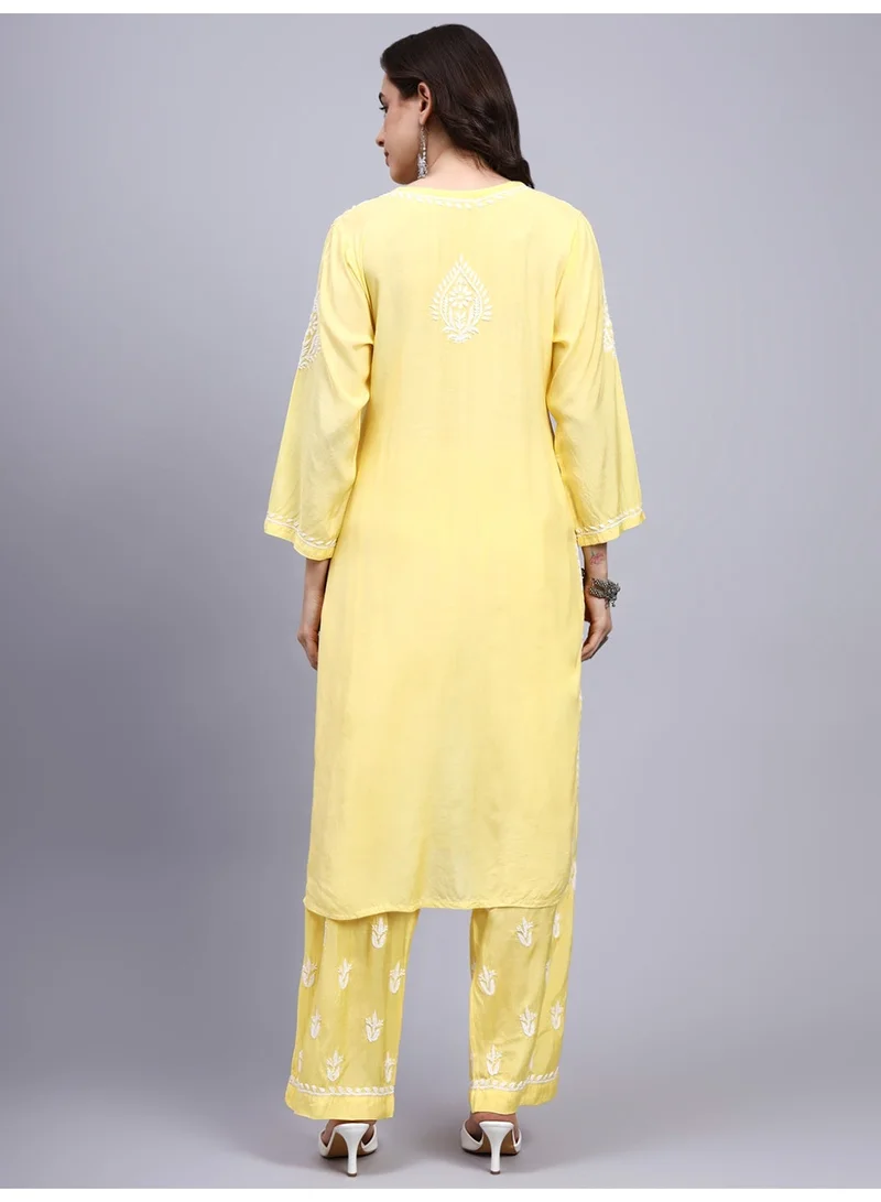 Alaya Women Hand Embroidered Chikankari Muslin Kurta Set-AL4114KS