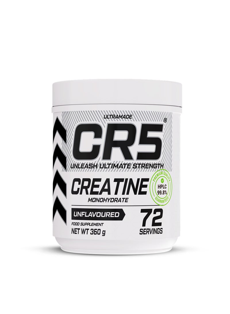سي ار 5 CR5 كرياتين مونوهيدرات – بدون نكهة، 360 جرام (72 حصة) – ميكرونيزد نقي بنسبة 99.8% HPLC بريميوم - Image 1