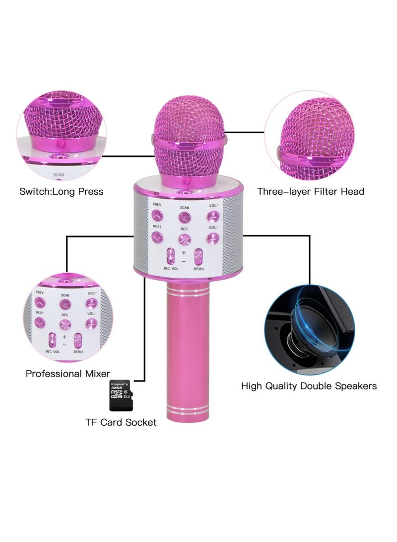 Gifts for Girls Age 4-10, Wireless Bluetooth Karaoke Microphone for Kids Girls Gifts for 5-10 Year Old Girls Toys for 5-10 Year Old Girls Boys Pink KIBM1 - Image 5