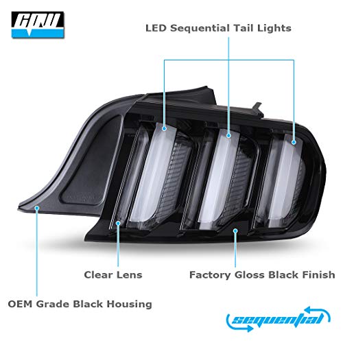 CPW Tail Lights Euro Style Compatible with 2015 2016 2017 2018 2019 2020 2021 2022 Ford Mustang LED Tail Lights Rear Lamps Sequential Plug & Play (Clear) - Image 2