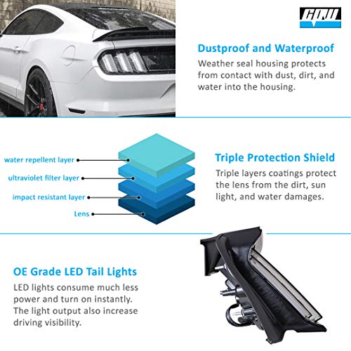 CPW Tail Lights Euro Style Compatible with 2015 2016 2017 2018 2019 2020 2021 2022 Ford Mustang LED Tail Lights Rear Lamps Sequential Plug & Play (Clear) - Image 5