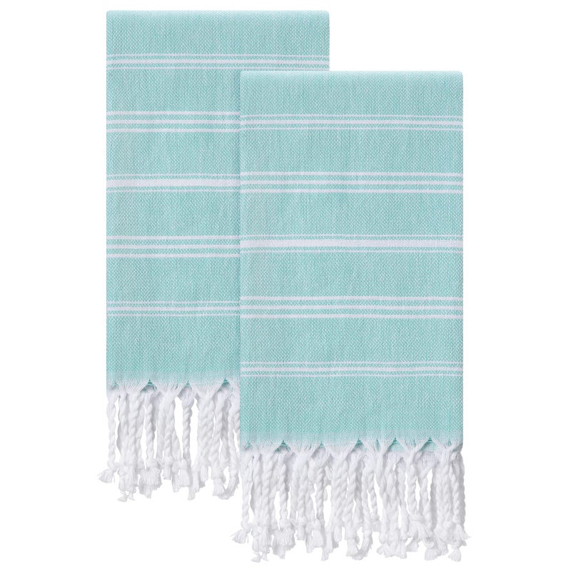 cabanana Hand Towels for Bathroom  2Pack20x30 Inch100 CottonTurkish Bathroom Hand TowelsSuper Absorbent  QuickDry Soft for Bath Kitchen Spa Face Hair Dishcloth Aqua