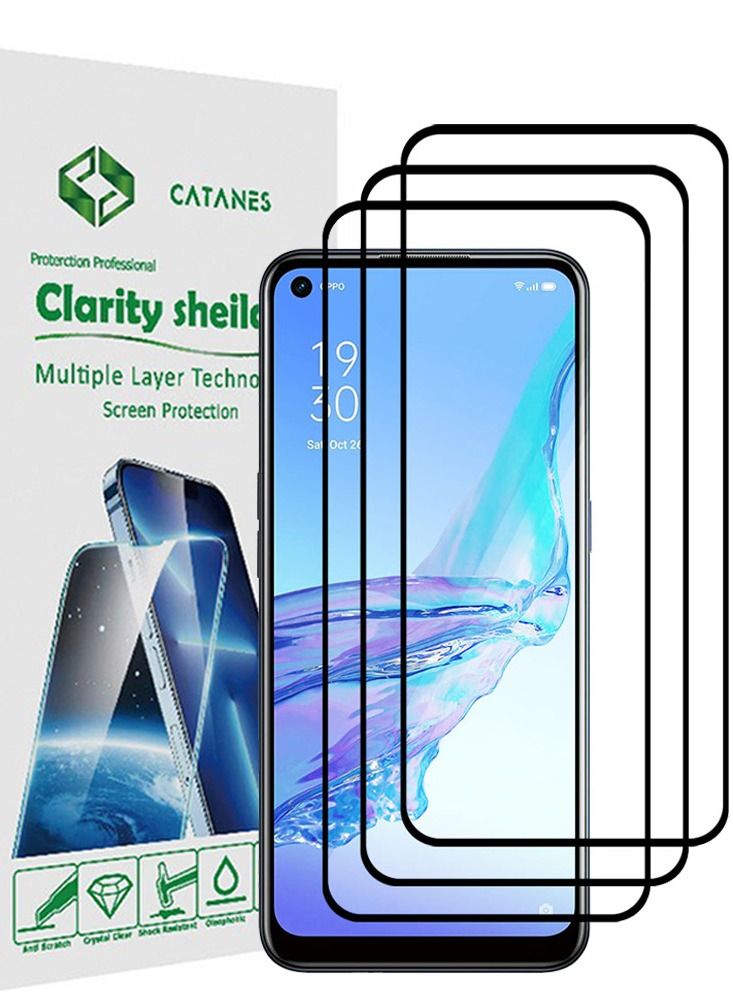CATANES 3 Pack For Oppo A53s Screen Protector Tempered Glass Full Glue Back - Image 1