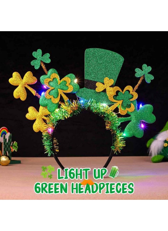 CASDRE - St. Patrick'S Day Headband Green Light Up Shamrock Hat Headwear Hair Hoop Sparkly Headpiece Party Hair Accessories For Women And Girl - Image 1