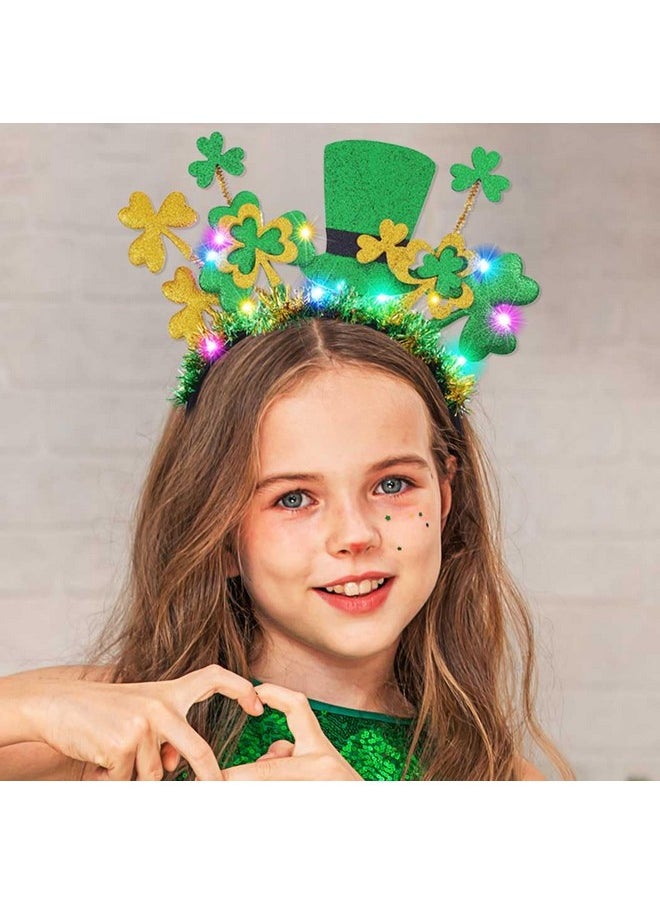 CASDRE - St. Patrick'S Day Headband Green Light Up Shamrock Hat Headwear Hair Hoop Sparkly Headpiece Party Hair Accessories For Women And Girl - Image 1