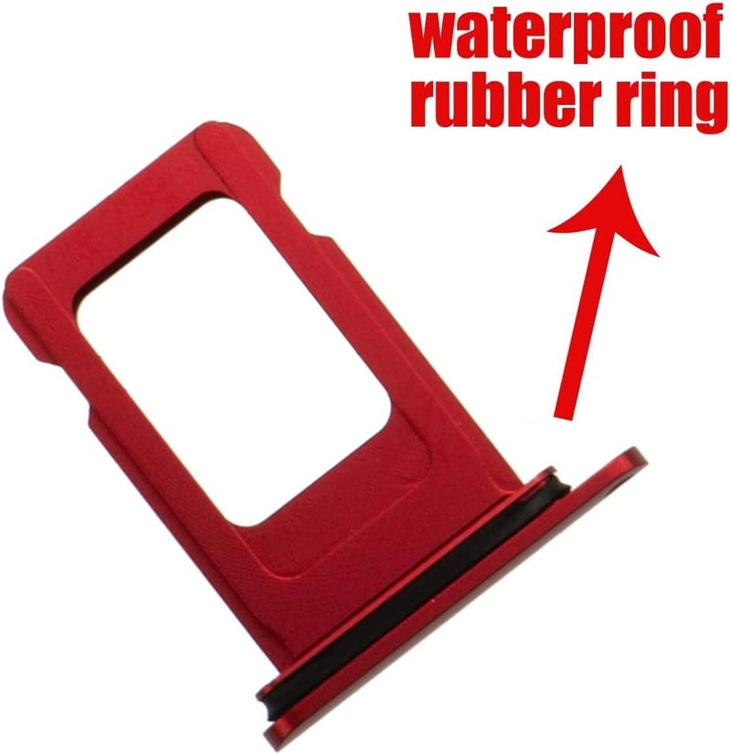 Perzework SIM Card Tray Holder Slot Replacement for iPhone XR (Red) with Waterproof Rubber Ring and Eject Pin (Single Sim Version) - Image 2
