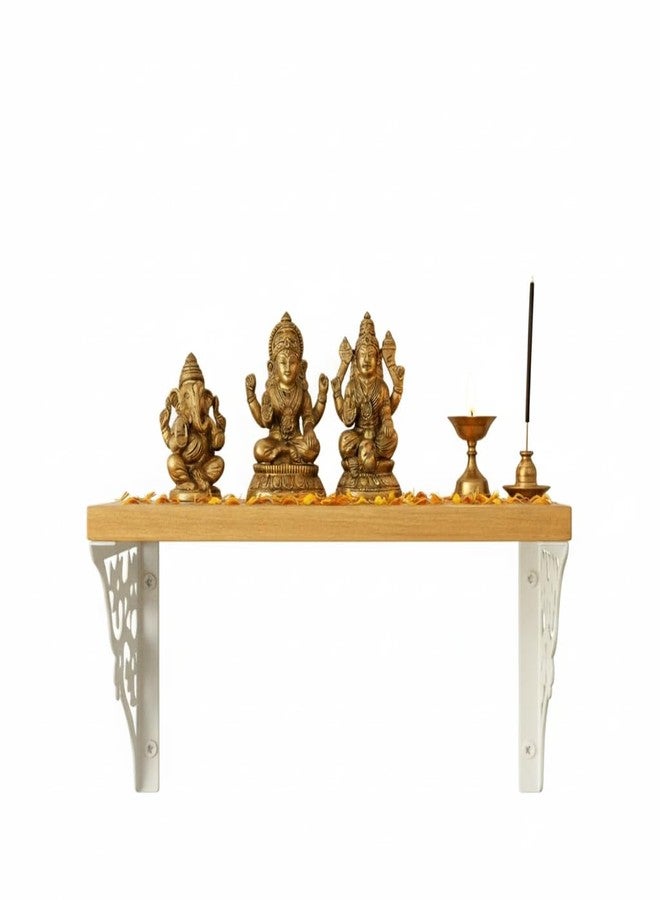 Spillbox Wooden Pooja Home Temple|White Metal Shelf |Wall Mountable|Easy Screw Assembly|Home Temple for Puja Room |Pooja Stand | Mandir-Triple Floral (Small White) - Image 4
