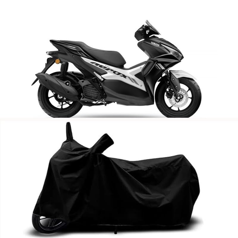 RABABLI Bike Body Cover Compatible with Yamaha Aerox 155 BS6 with All Variants Scratch-Proof, Buckle Belt – Rain, UV & Dust Resistant Windproof & All-Weather Shield (Black Color) - Image 1