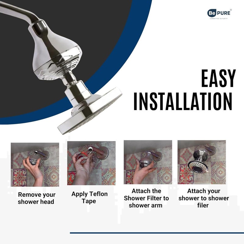 BePURE Premium Shower Water Filter with 20 Stages for improved skin and hair | Water Softener for Bathroom | Removes Chlorine and Scale formation - Image 5