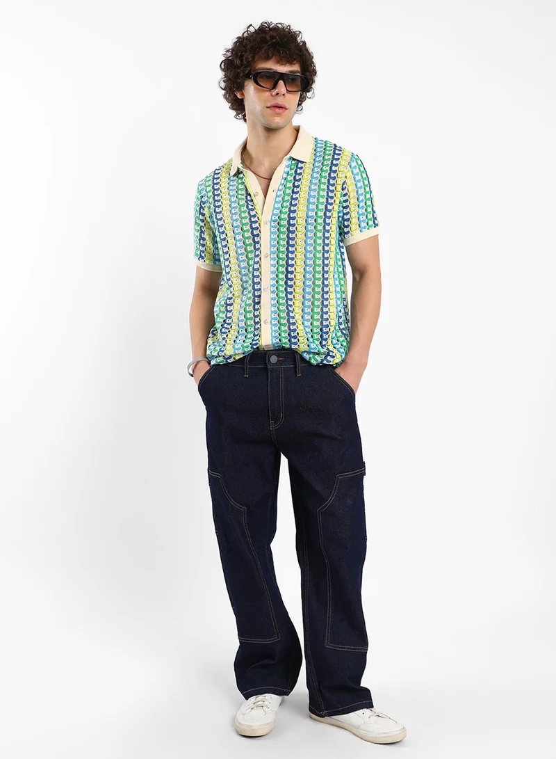 CAHOOT  Men's Multicolour Loop-Stripe Knit Shirt for Men | Best Price UAE