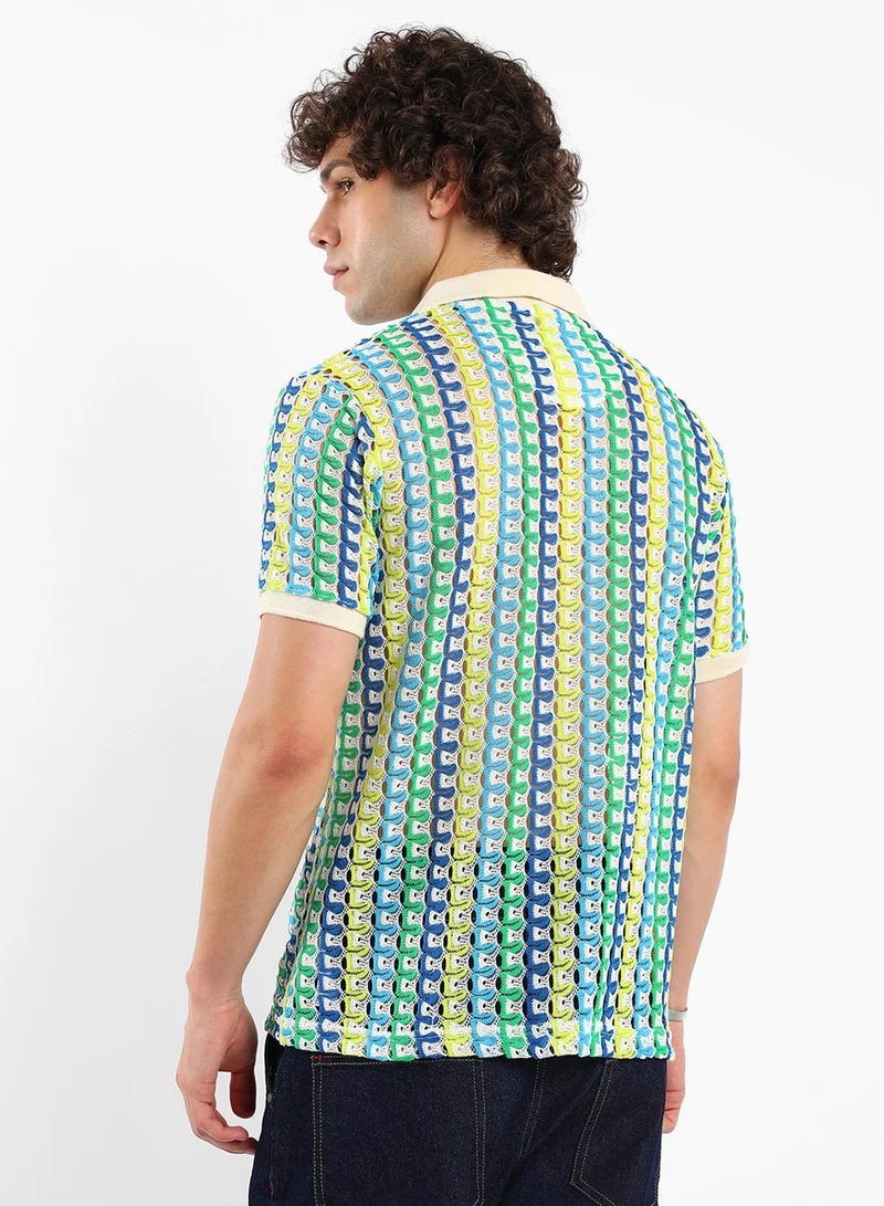 CAHOOT  Men's Multicolour Loop-Stripe Knit Shirt for Men | Best Price UAE